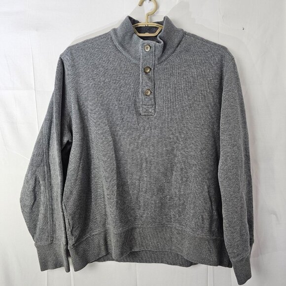 Eddie Bauer Other - Eddie Bauer Sweater Mens XL Gray 1/4 Button Cotton Pullover Sweatshirt